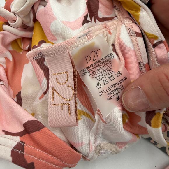 P2F Carly Floral & Leopard Cutout One Piece Swimsuit Size Medium - Picture 2 of 6